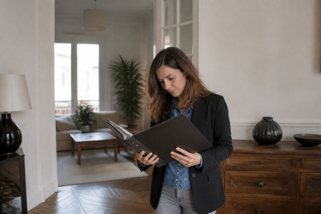 Agent immobilier consultant documents visite propriete