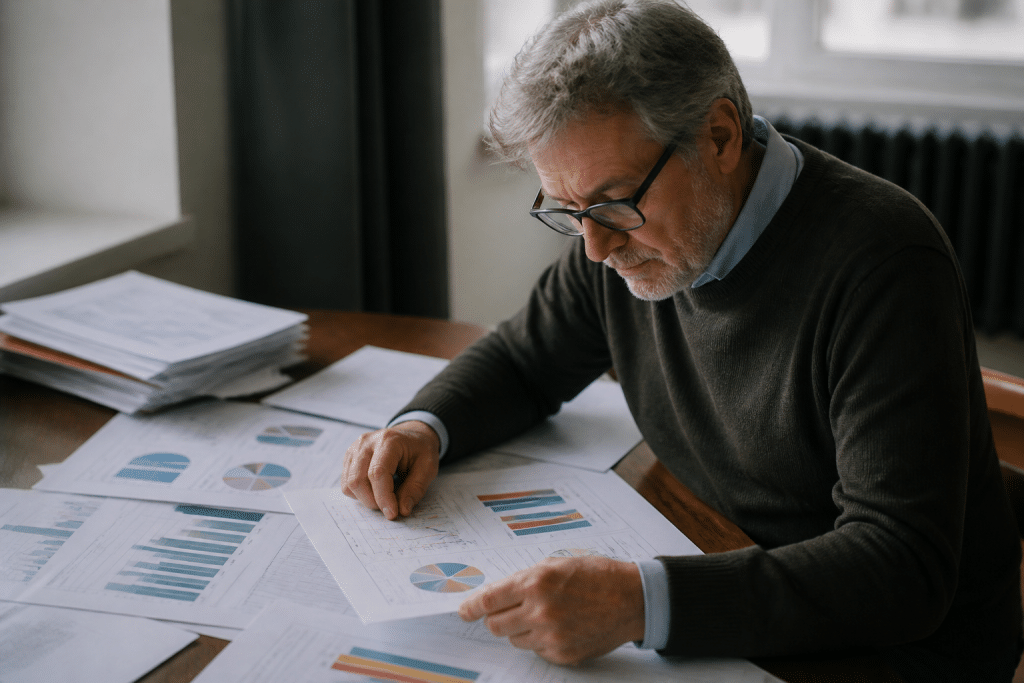 Personne consultant statistiques criminalité sur documents officiels municipaux