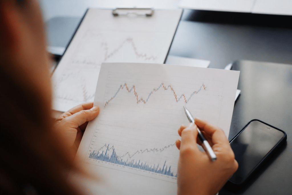 Graphiques financiers montrant rendement et stabilité boursière