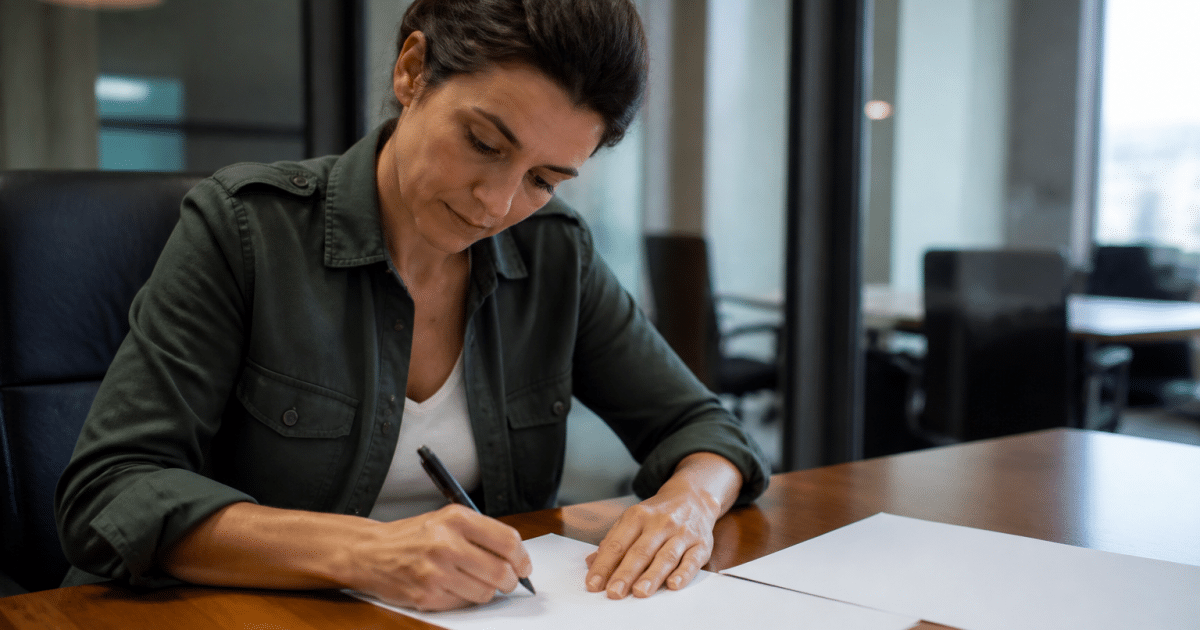 Personne seule signant des documents hypothecaires a un bureau