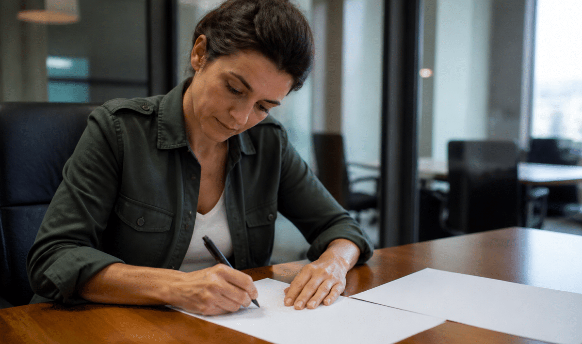 Personne seule signant des documents hypothecaires a un bureau