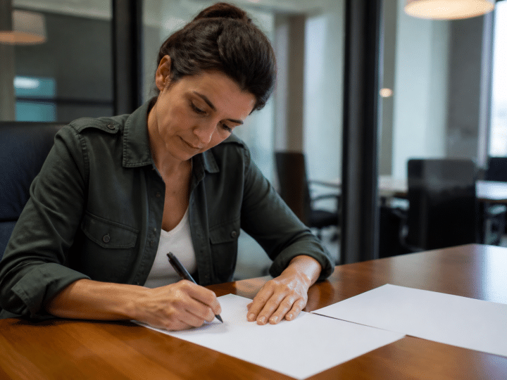Personne seule signant des documents hypothecaires a un bureau