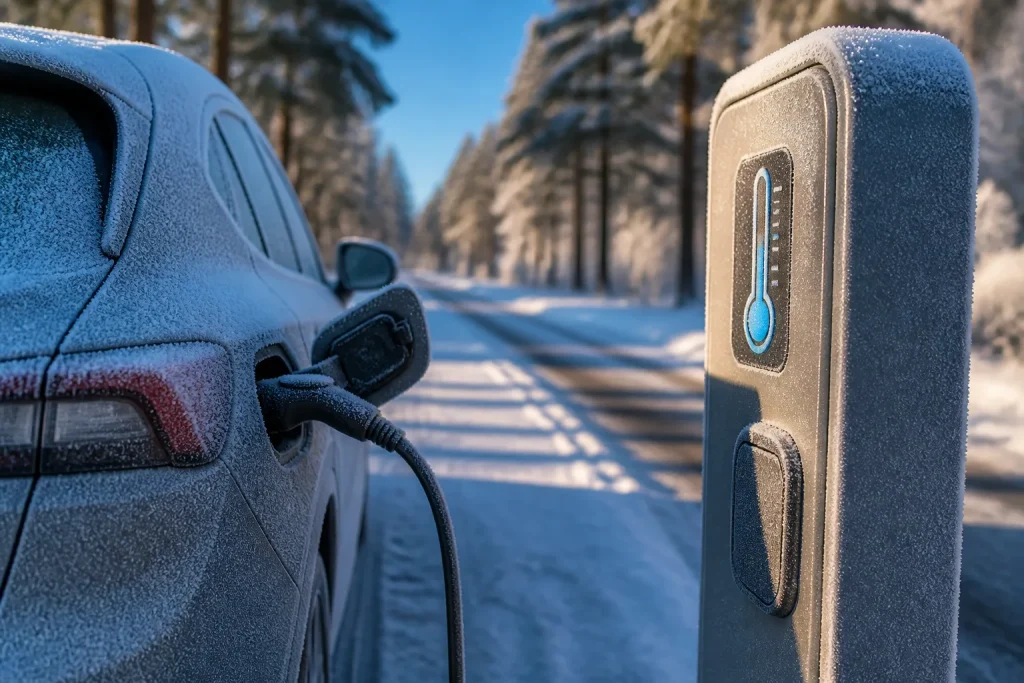 Batterie voiture electrique givre thermometre negatif autonomie reduite