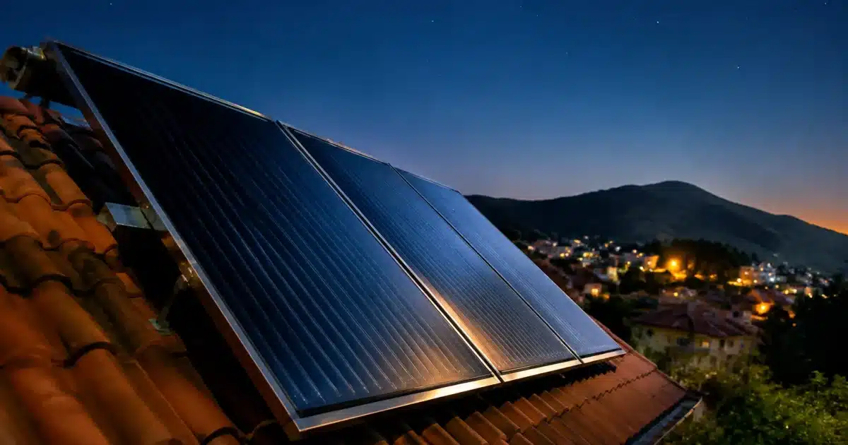 Panneaux solaires thermiques inclines produisant energie nocturne sans stockage