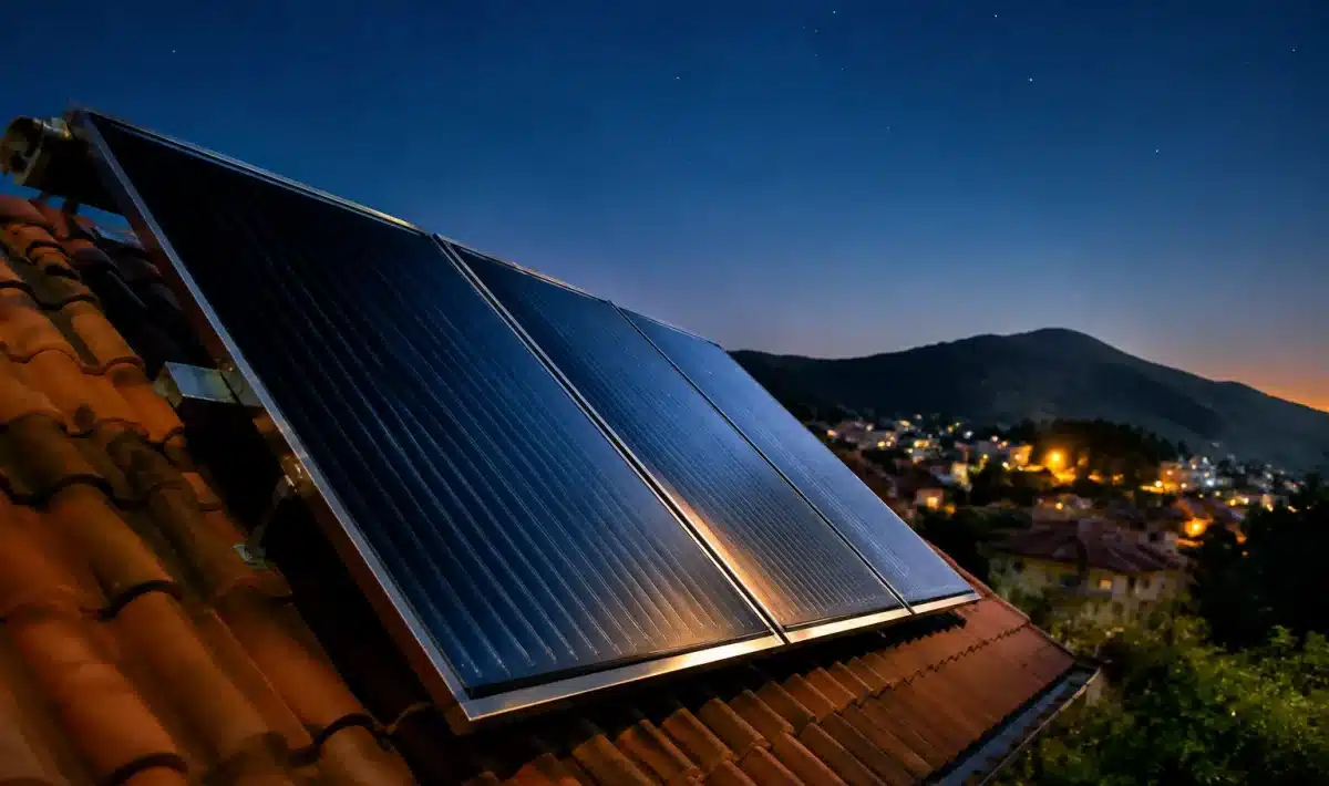 Panneaux solaires thermiques inclines produisant energie nocturne sans stockage