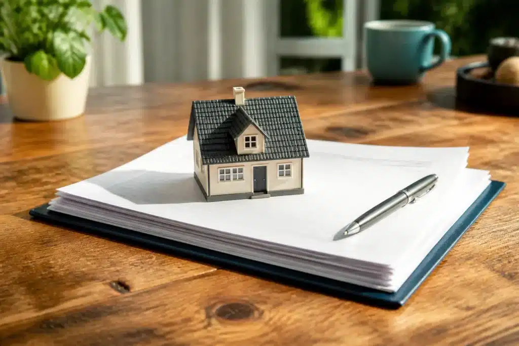 Cles contrats documents assurance habitation sur table bois