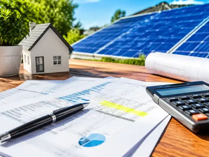 Document devis avec panneaux solaires et calcul TVA surligné