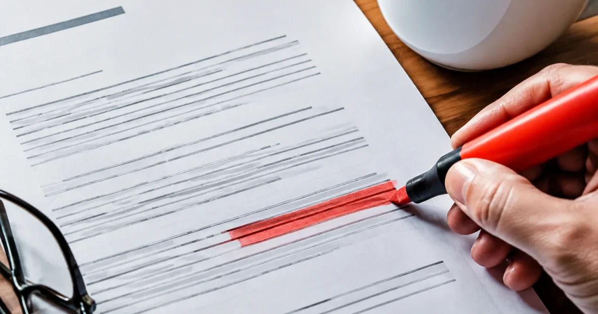 Document administratif avec date surlignee rouge