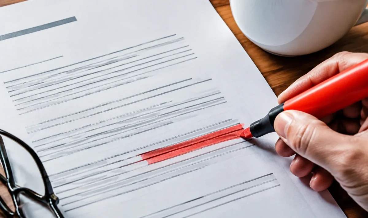 Document administratif avec date surlignee rouge