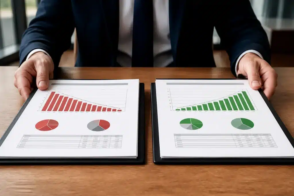 Deux dossiers professionnels identiques avec résultats financiers différents