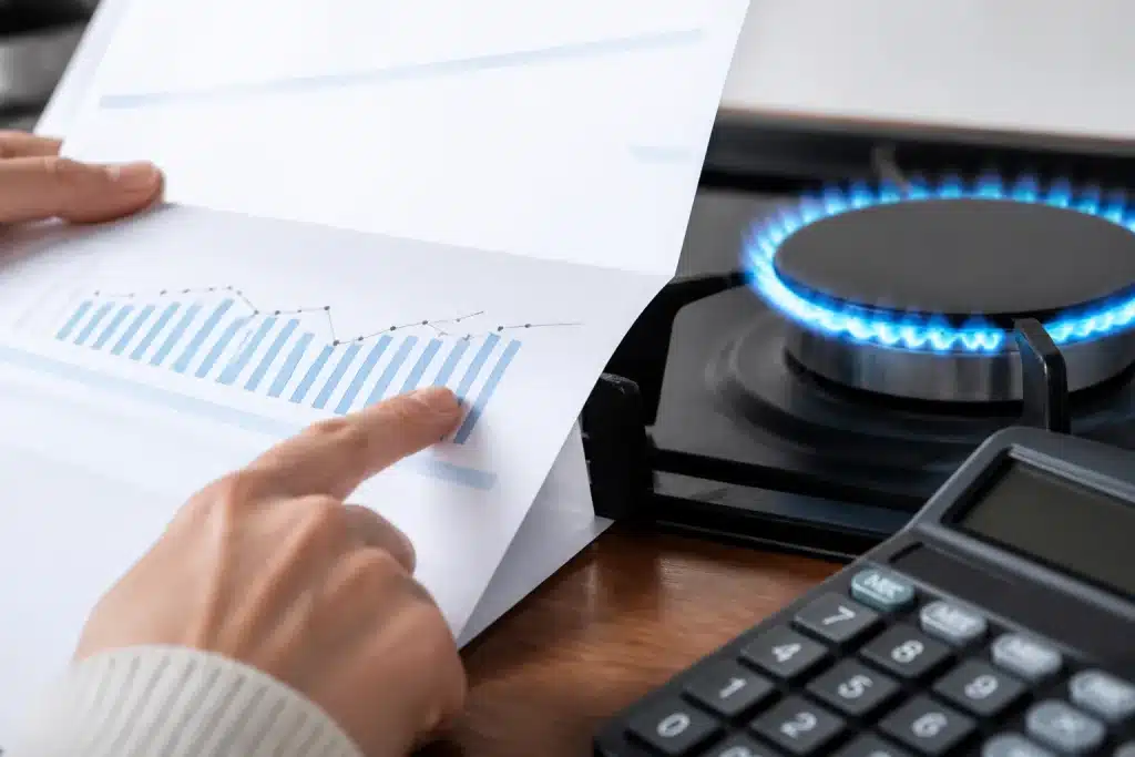 Facture de gaz avec chiffres et graphique de prix