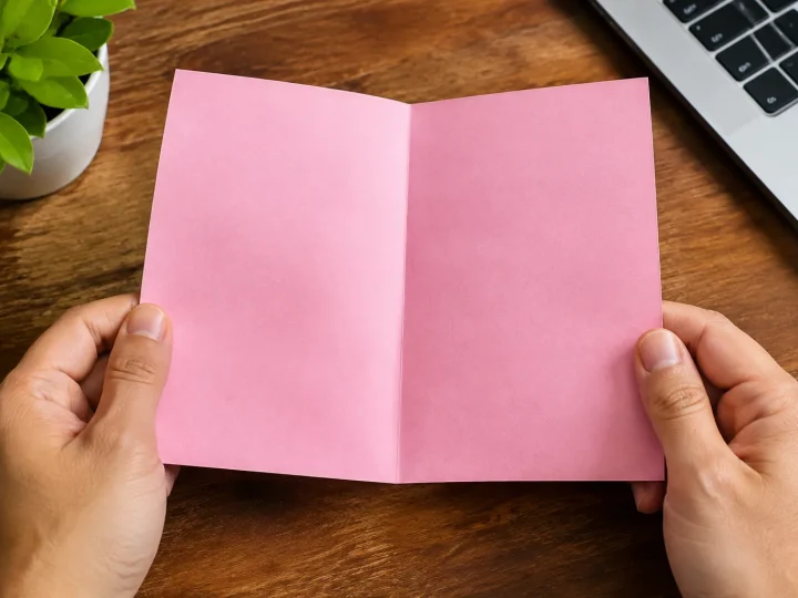 Formulaire rose feuille papier pliee chiffres montants egaux