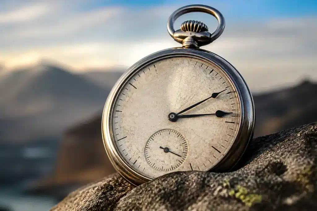 Horloge figée montrant pause temporelle sans remise à zéro