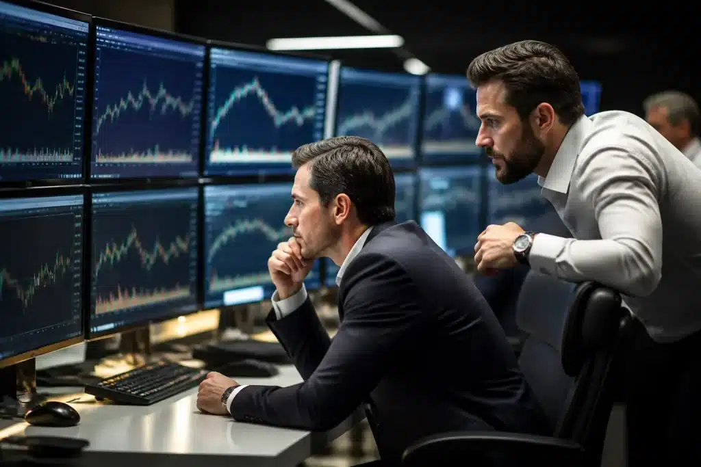 Traders analysant graphiques de prix gaz sur ecrans
