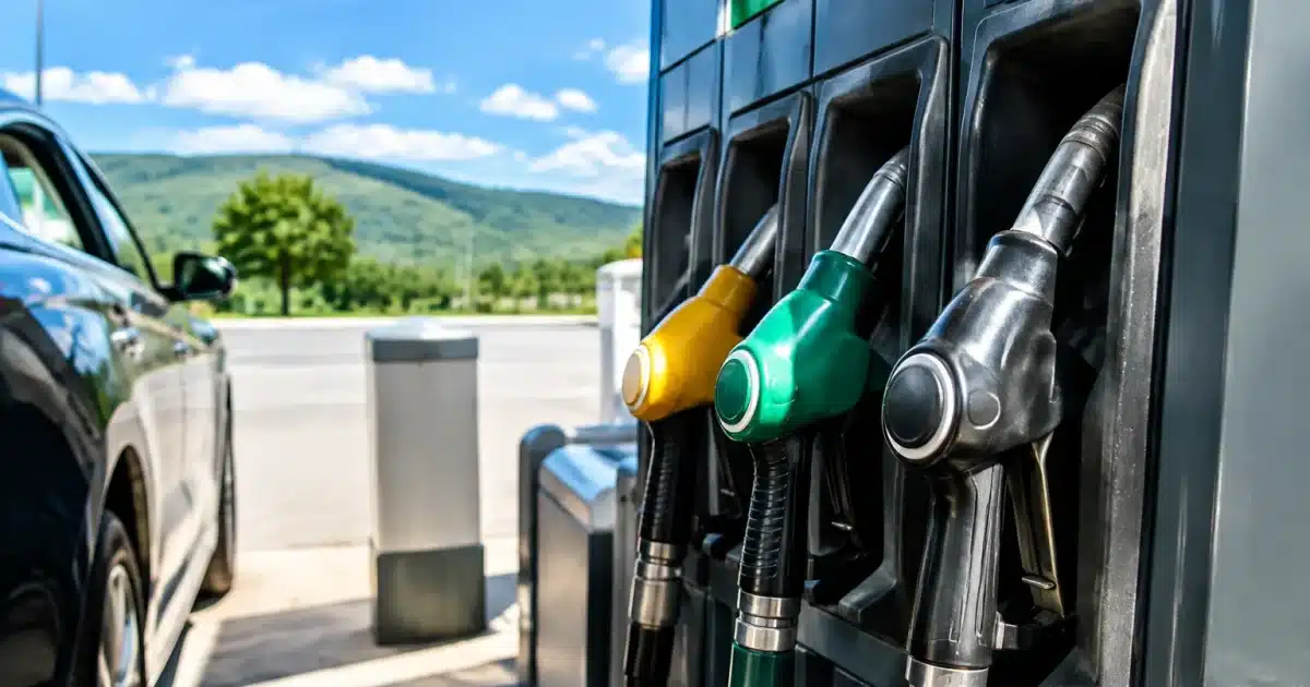 Affichage de pompe essence montrant prix diesel approchant trois euros litre