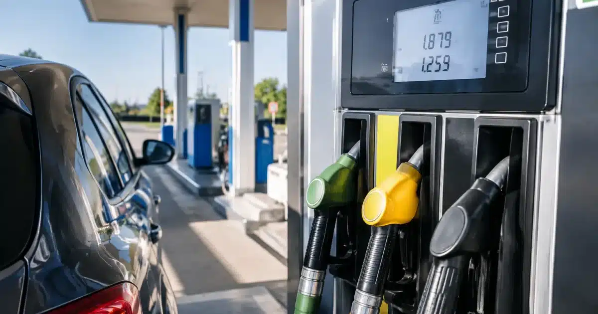 Pompe carburant affichant prix diesel eleve sur tableau numerique