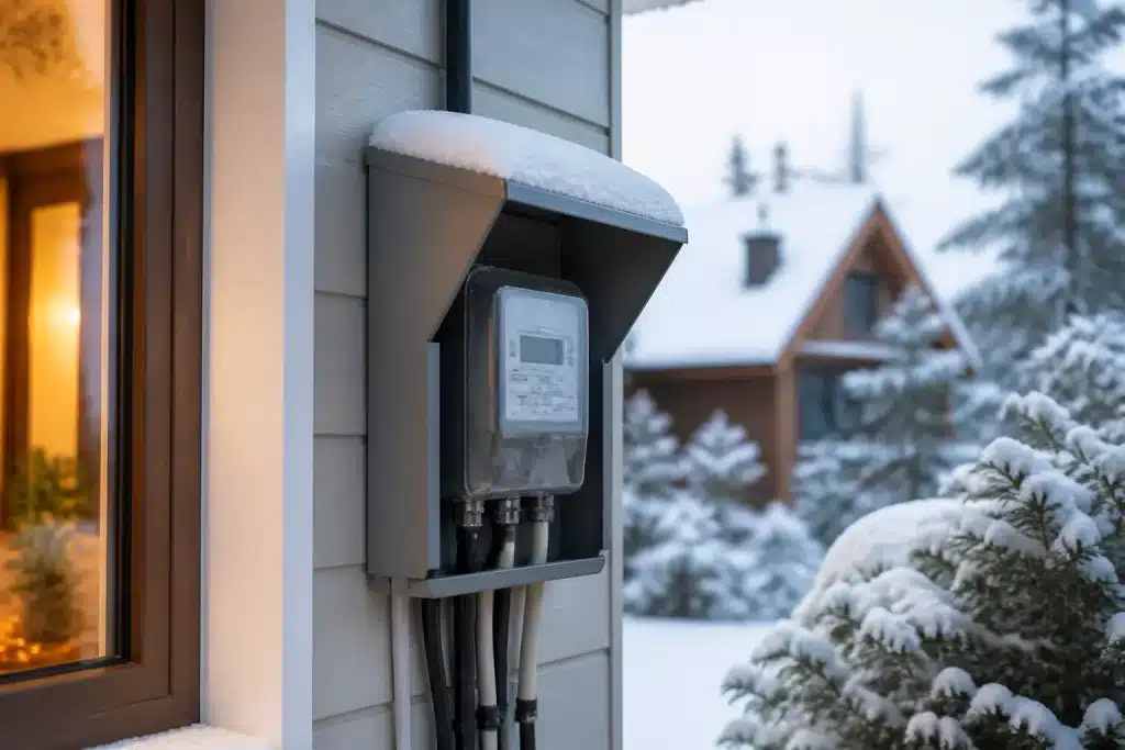Maison chauffée avec compteur électrique protégé hiver