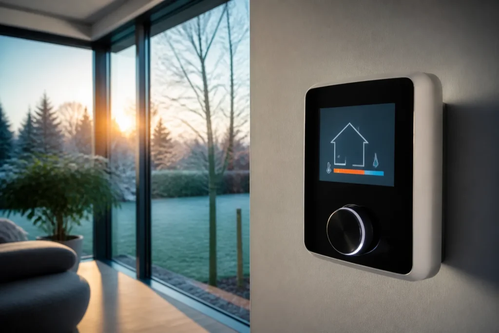 Thermostat numerique affichant temperature eau selon exterieur