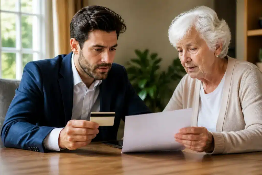 Tuteur consultant relevé bancaire avec carte retrait limitée
