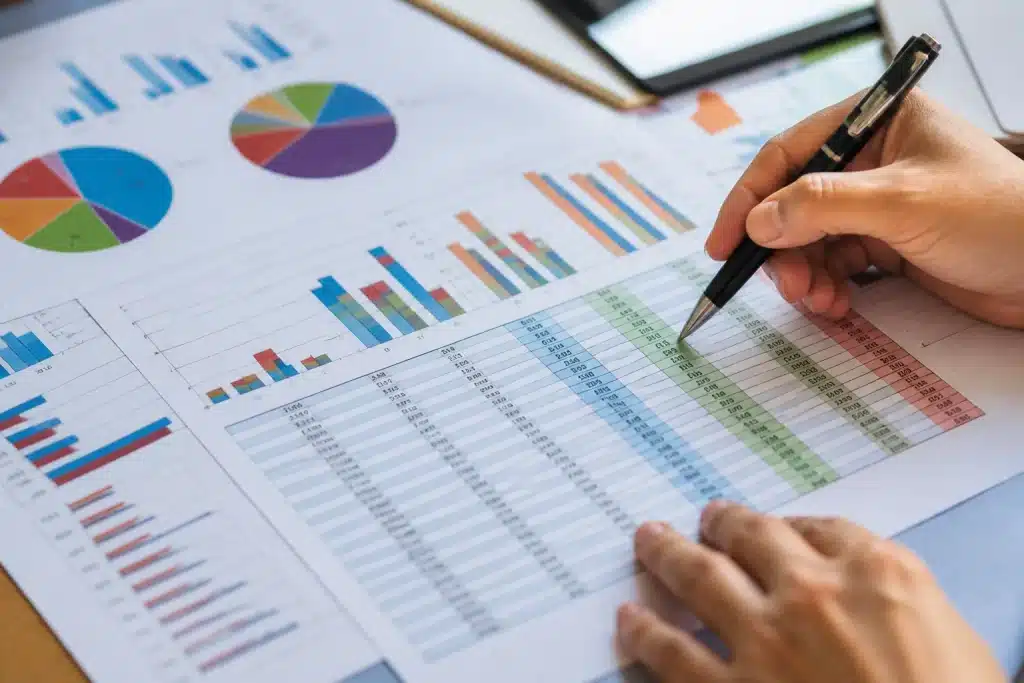 Documents comptables montrant variations chiffres entre colonnes