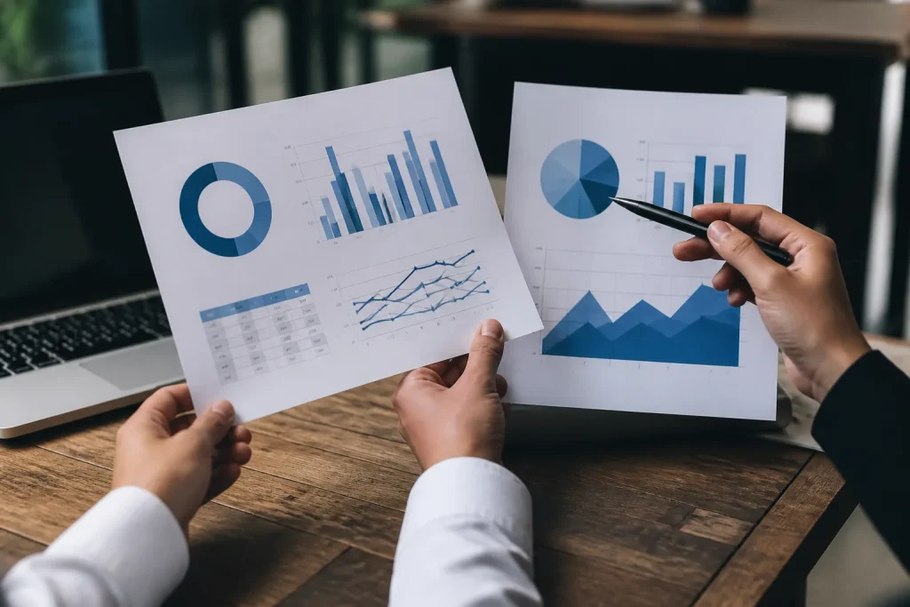 Deux documents rapports affichant graphiques donnees et mesures