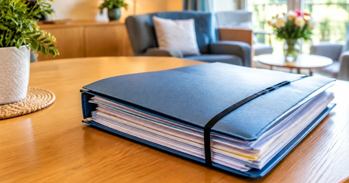 Dossier administratif fermement pose sur bureau maison retraite