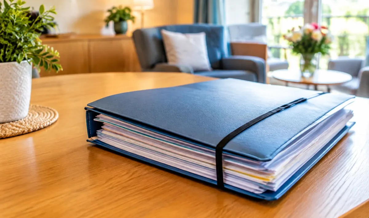 Dossier administratif fermement pose sur bureau maison retraite