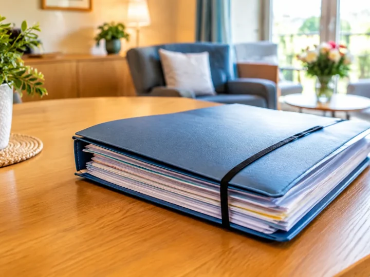 Dossier administratif fermement pose sur bureau maison retraite